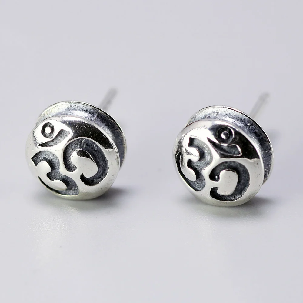 Подлинные 925 пробы серебряные серьги мантра для мужчин и женщин Ом Мани Падме Хум