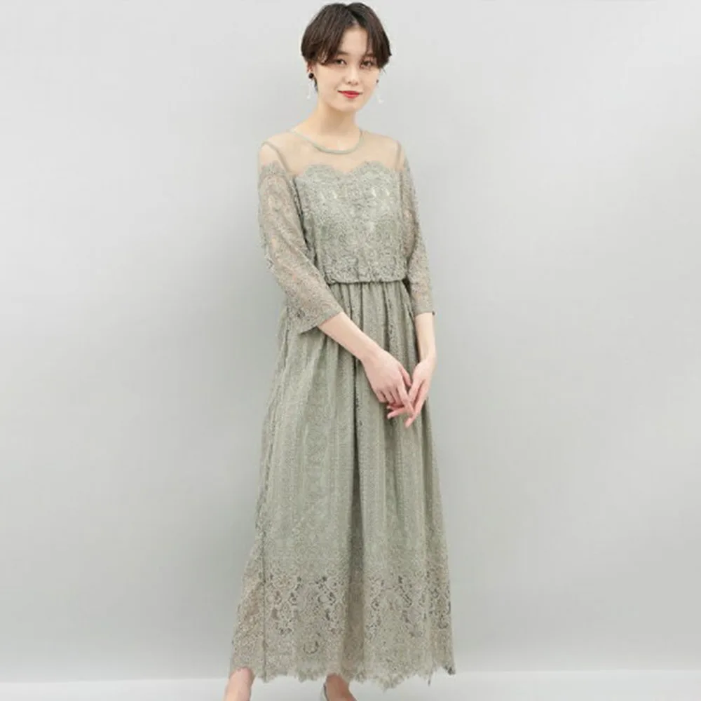 Элегантное кружевное платье для женщин весна лето рукав 3/4 ТРАПЕЦИЕВИДНОЕ