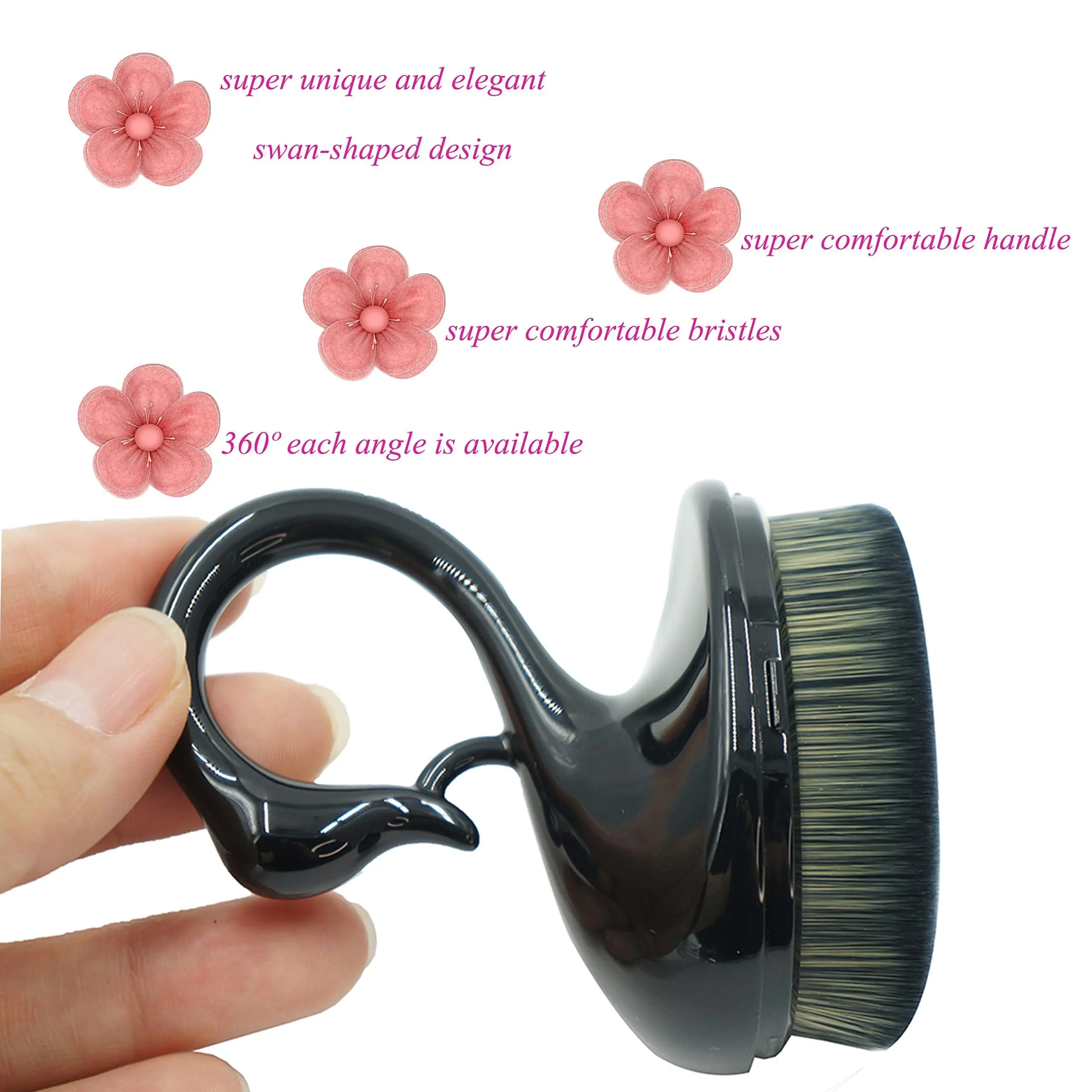 Кисть для макияжа в форме лебедя Большая Черная растушевки жидкого крема