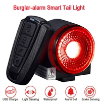 bicycle smart taillight burglar alarm light anti theft rear light brake sensing cycling taillight flashlight w remote control