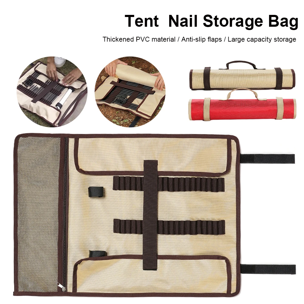 

Outdoor Camping Tent Stake Bag Portable Carrying Pouch Tent Peg Hammer Roll Bag Oxford Stakes Pegs Ground Nail Pouch Holder Case