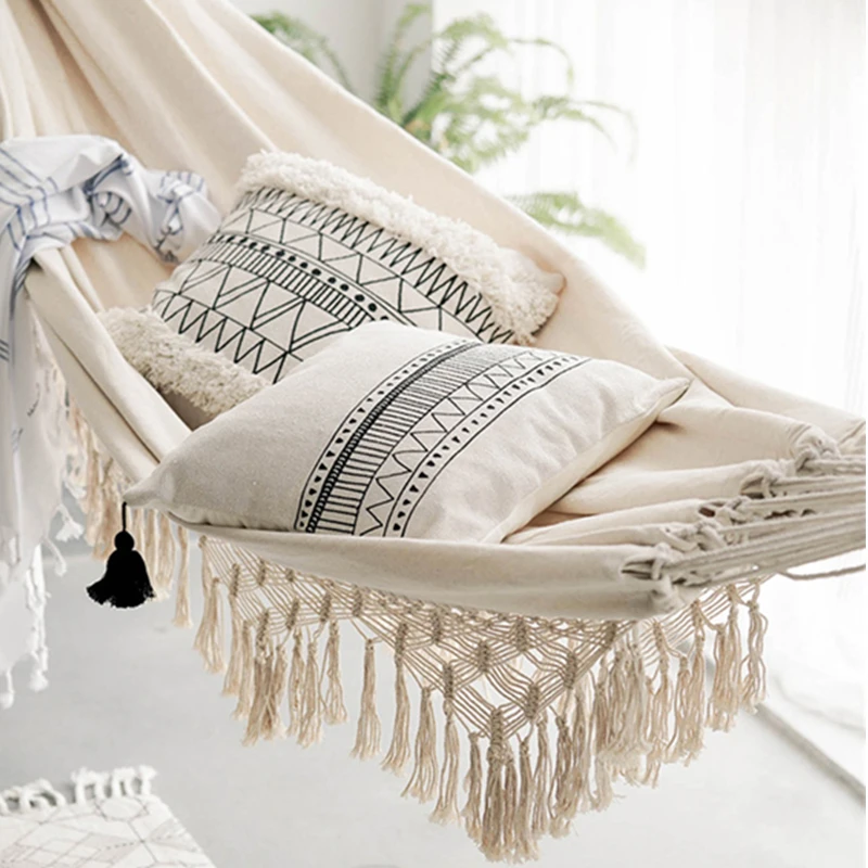 2 человека гамак Бохо большой бразильский макраме бахрома двойной люкс сетка