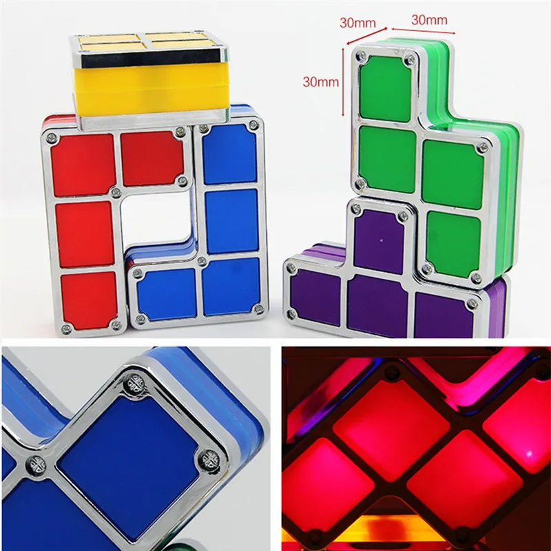 

Tetris light led luminous building blocks DIY night light 7color creative toy gift 3D induction random battle bedroom decoration