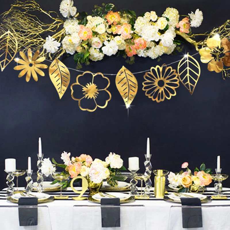 8 шт. ажурные золотые серебряные цветы листья настенные наклейки на день рождения