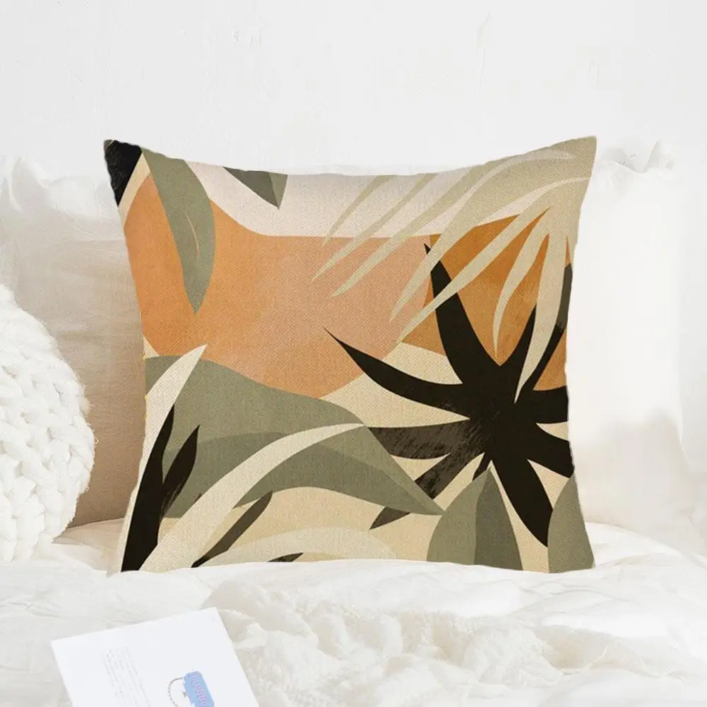 

Leaf Single-sided Peach Skin Geometric Abstract Pillowcase Nordic Plant Flowers And Grass Pillowcase Printing Home Pillowcase
