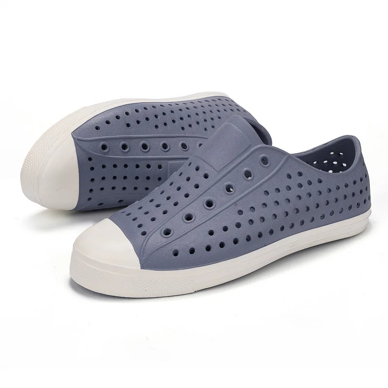 

Summer Couple Soft-soled Non-slip Low Band Shoes Hollow Breathable Casual Beach Slip-on Hole Shoes Lightweight Flats Loafers