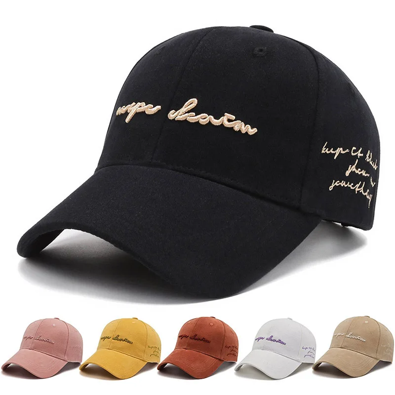 

High Quality Autumn Adult Sun Hat Baseball Cap Embroidery Gold Letter Fashion Summer Outdoor Adjustable Hip Hop Hats Casquette