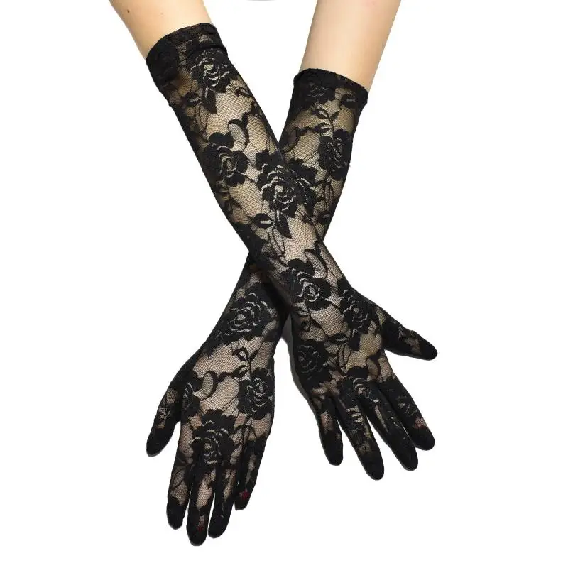 Кружевные перчатки, кружевные перчатки, модные черные кружевные перчатки в стиле ретро, Женские аксессуары для платья, свадебные перчатки в...