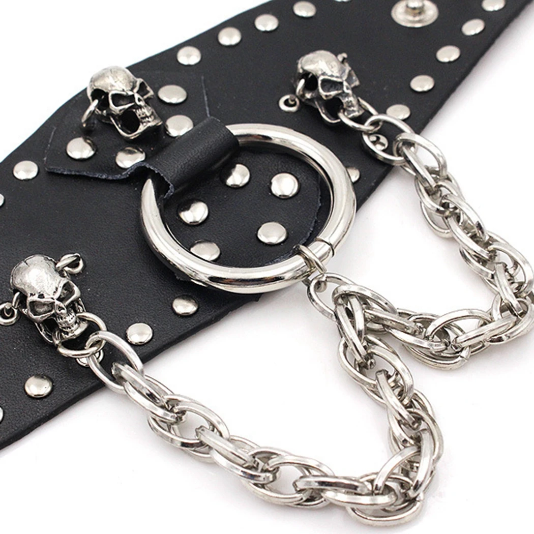 Браслет в стиле панк с широкой головой скелета готическом | Украшения и