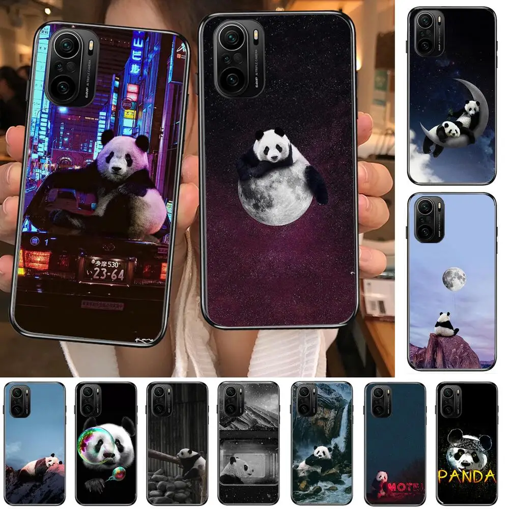 

Super Cute Panda Phone Case For xiaomi redmi POCO F1 F2 F3 X3 Pro M3 9C 10T Lite NFC Black Cover Silicone Back Prett mi 10 ultra