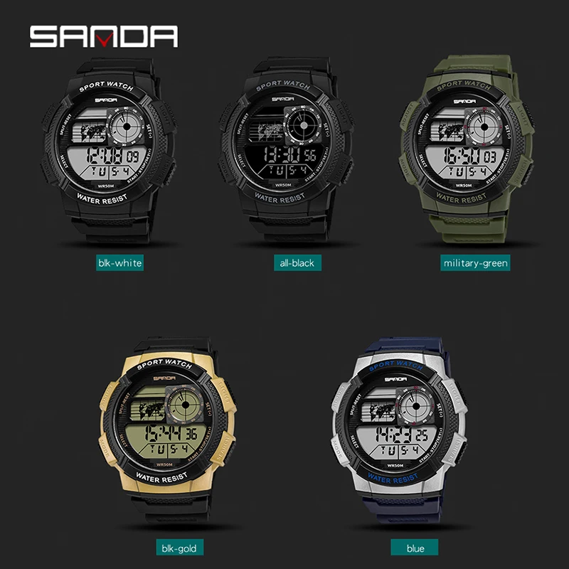 SANDA новые часы мужские Многофункциональные цифровые водонепроницаемые