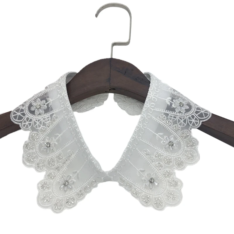 

Chic Removable False Collar Fashion Trend Women Clear Embroidered Tie Choker Clothing Accessories Exquisite Decoration 066F