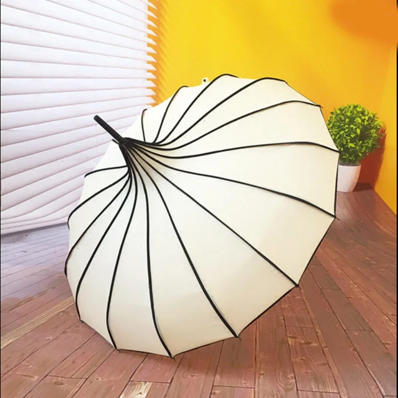 

Hot sale 16 bone pagoda umbrella retro polka brand polka dot umbrella for men and women high quality rain gear
