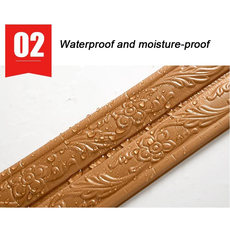 

3D Pattern Waistline 2.3M Baseboard Wall Trim Line Stickers Decoration Self-Adhesive Wall Edge Waterproof Strip Home Decor