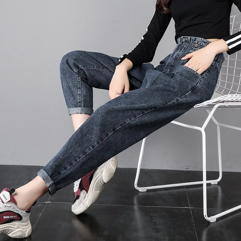 Женские джинсы-бойфренды новинка 2019 высокая талия прямые свободные широкие