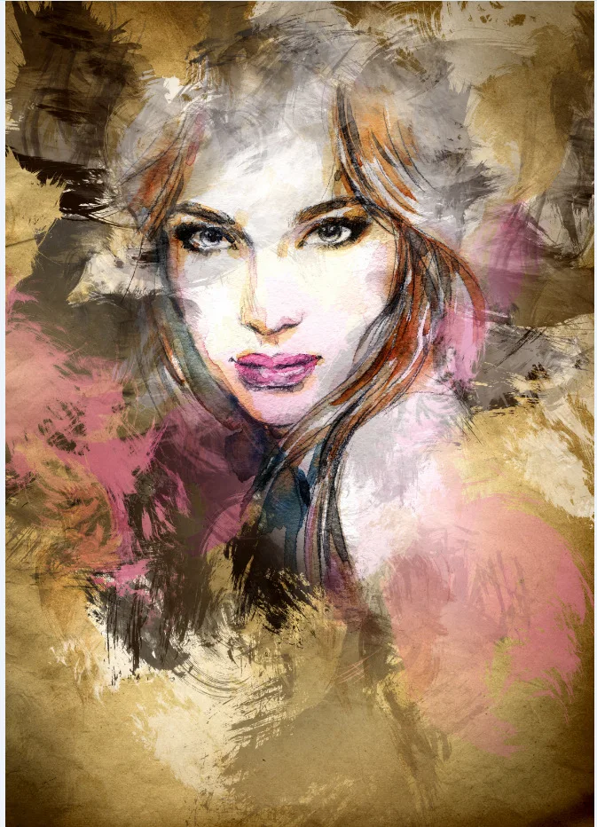 Retrato de chica moderna con acuarela de París, cuadro de pared abstracto para sala de estar, lienzo, pintura Giclee, Cuadros, decoración, arte de salón