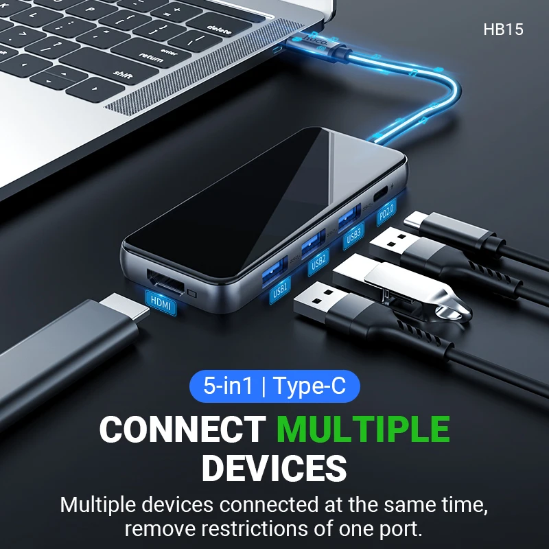 hoco USB C хаб Type на 3.0 4K HDMI Ethernet RJ45 PD2.0 67W алюминиевый адаптер сплиттер 5Gbps передача
