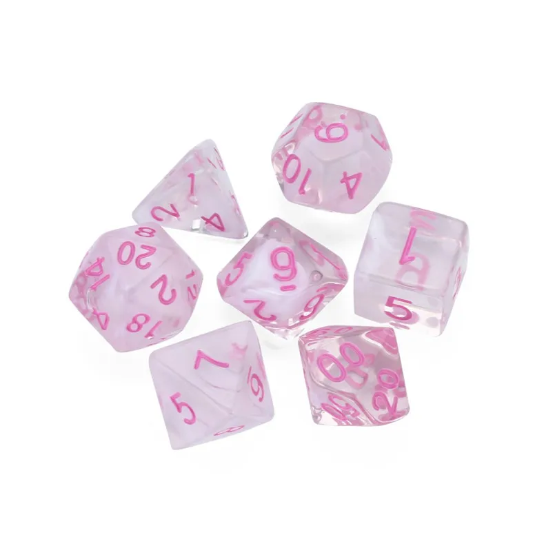 pink dice set 7 шт. наборы с 20 игральных кубиков dnd Набор Игральных кубиков TRPG вечерние любителей игр dados de rpg polydice dobbelstenen d20 30A20 - Цвет: pink dice set