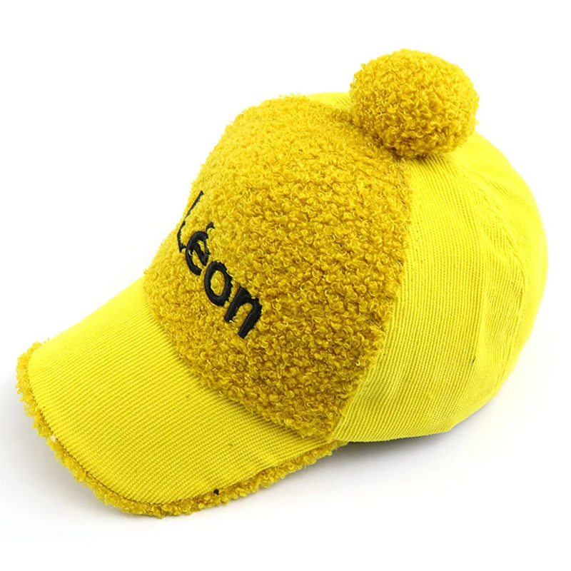 Детский шерстяной помпон бейсбольная кепка со смайликом и буквенным принтом