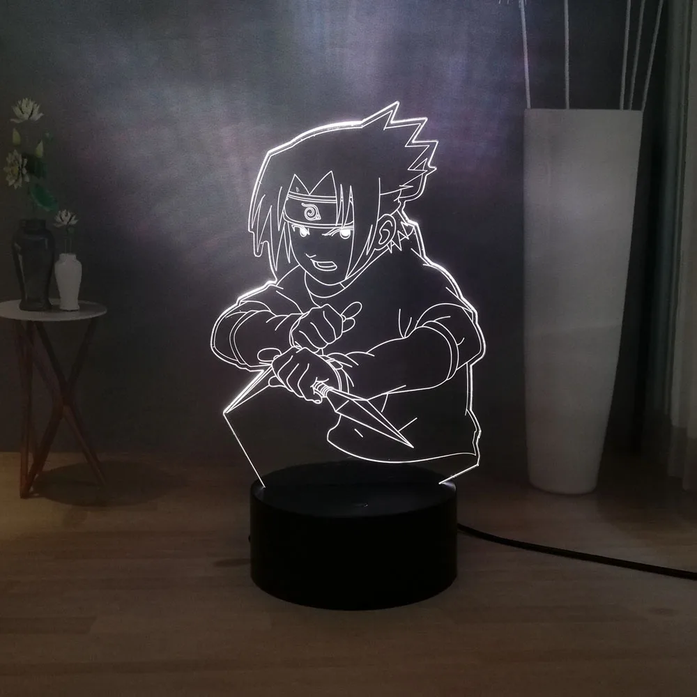 Наруто 3D настольная лампа Uzumaki USB пульт дистанционного управления светодиодный