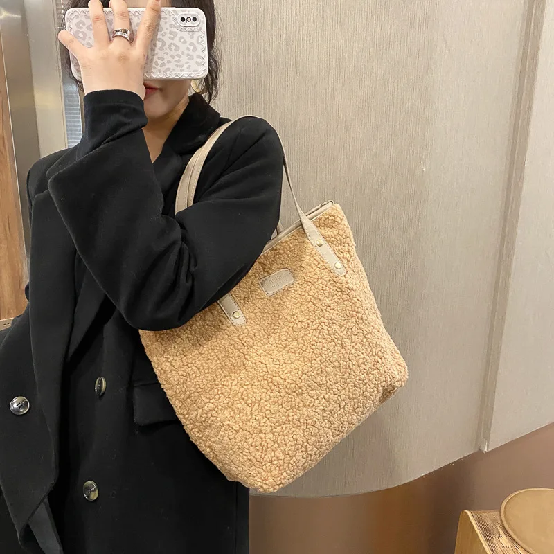 

2021 New Spring Small Bag New Fashion Lamb Wool Wool Cross-body Bag Female Versatile Portable Tote Bag Handbags Women Bags