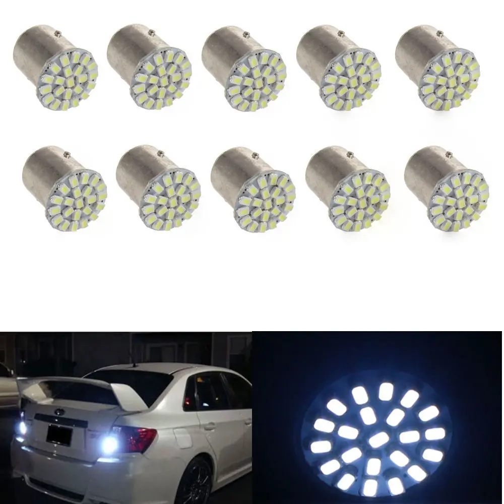 

10Pcs 1157 22SMD Light Tail Break Stop Turn Signal Light 132LM White 1157 BAY15D 22 SMD LED Light Bulb car accessories for Car