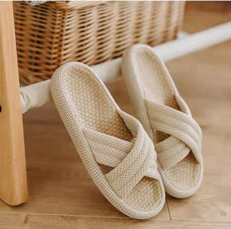 

Lisapie linen slippers summer 2021 home Soft bottom sandals men's women's unisex spring and autumn couples flax Non-slip Slides