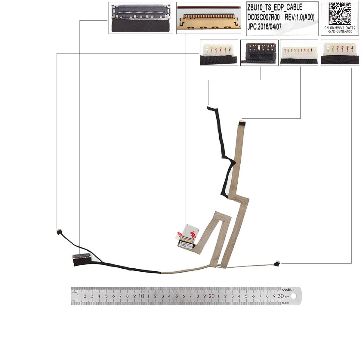

New LCD LED Video Flex Cable For DELL E7450 E7440,With Touch 0NMWV2 DC02C007R00