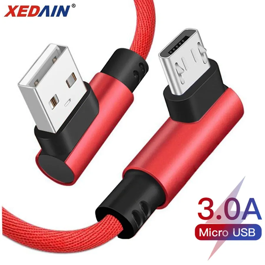 Кабель Micro USB Type C для быстрой зарядки нейлоновый Плетеный Дата кабель с углом 90