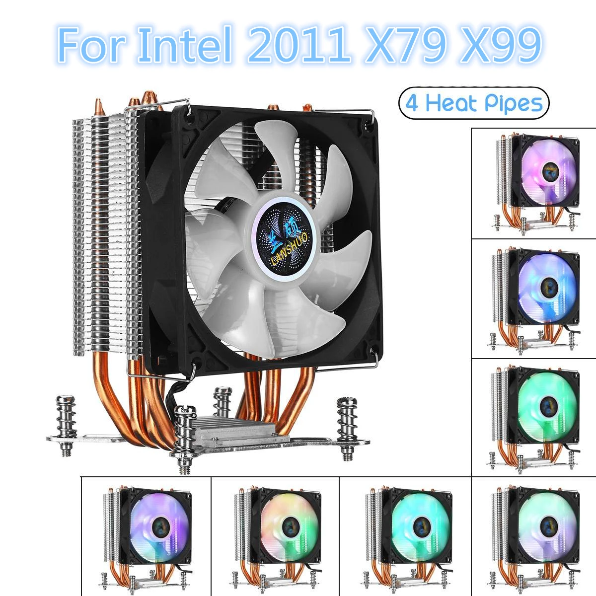 

CPU Cooler Fan 4 Copper Heatpipesipes for Aurora Light RGB Cooling Fan for Intel LGA 2011 X79 X99 CPU Cooler Heatsink Radiator