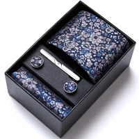 wholesale beautiful custom gift box for business group wedding 7 5 cm dark green silk men tie hanky cufflinks tie clip set