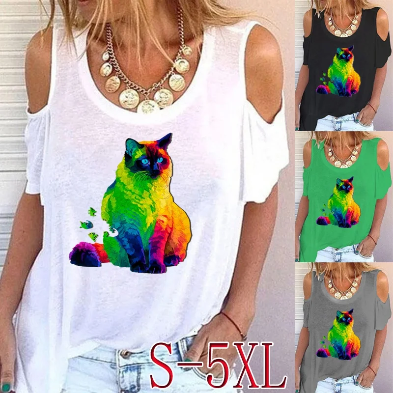 

Женская футболка с круглым вырезом, свободного покроя, с коротким рукавом