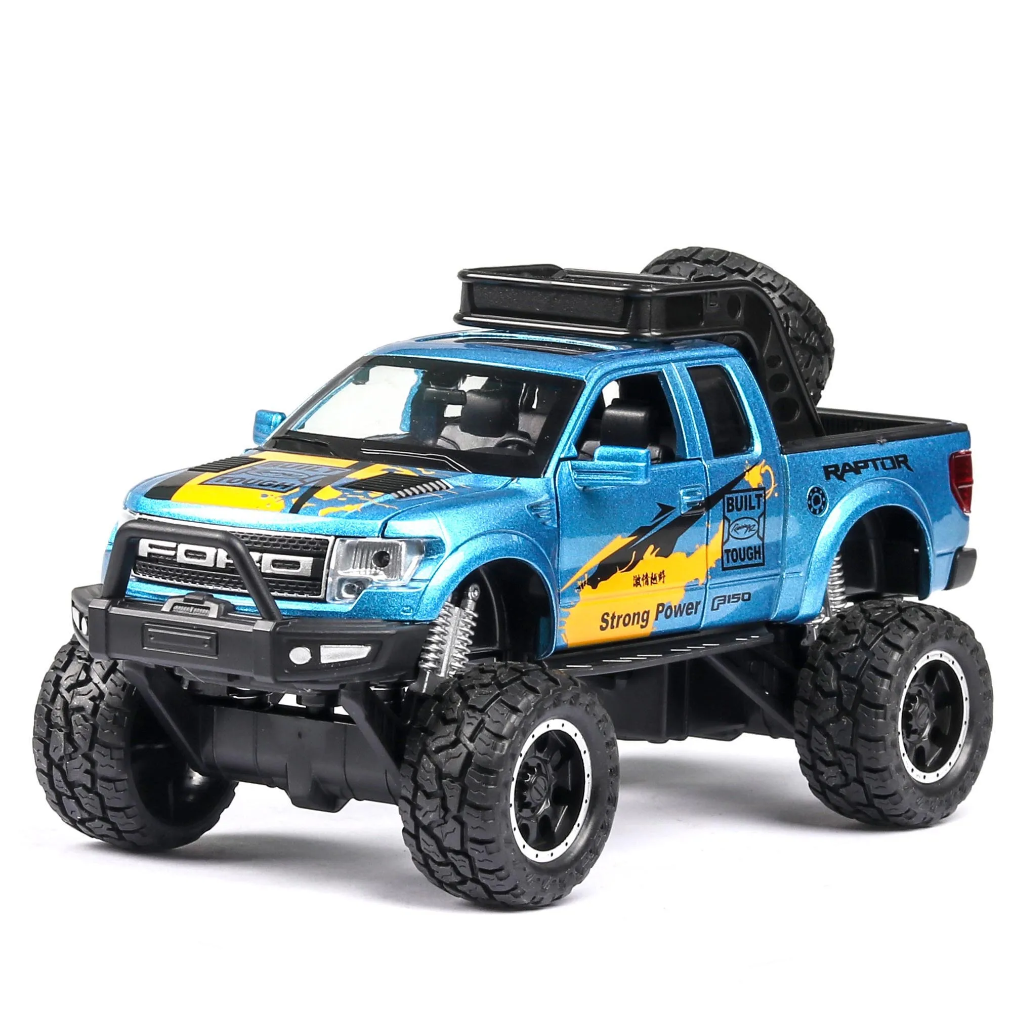 f150 blue A 1:28 литье под давлением FORD RAPTOR f150 SUV металлическая модель автомобиля игрушечные колеса сплав автомобиль звук и светильник оттягивающийся автомобиль мальчик малыш игрушки vw модель - Цвет: f150 blue A