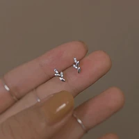 fashion minimalism ivy leaf stud earrings silver color cz zircon earrings for women girls fine earrings party earrings jewelry