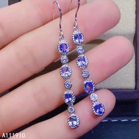 kjjeaxcmy fine jewelry 925 sterling silver inlaid natural tanzanite gemstone womens earrings support detection popular