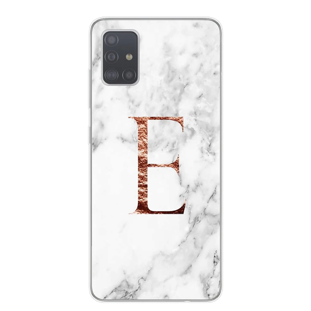 White Marble Letter Monogram Phone Case For Capa Samsung S20 Ultra Plus Note 10 Pro Lite Back Cover A51 A71 Shell | Мобильные