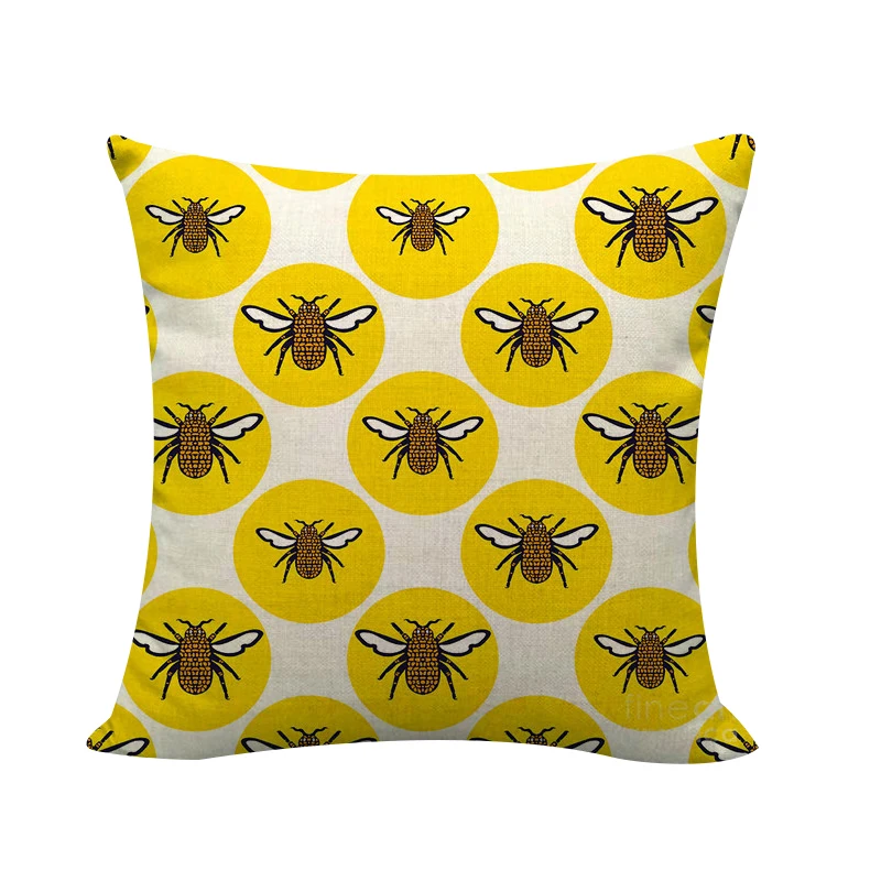 

45x45cm Hive Bee Printed Cushion Covers for Sofa Car Couch Armchair Seat Nature Insect Pattern Design Decor Throw Pillow Cases