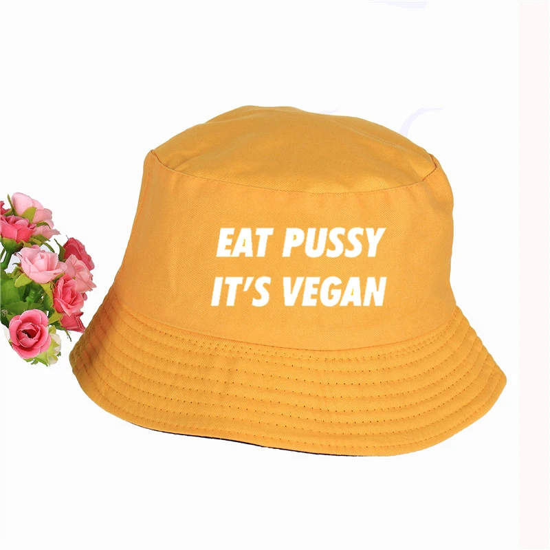 eat pussy его веганский принт мужская женская панама, шляпа-Панама высокого качества Новая Кепка солнцезащитный козырек рыбалка, рыбак шляпа - Цвет: Небесно-голубой