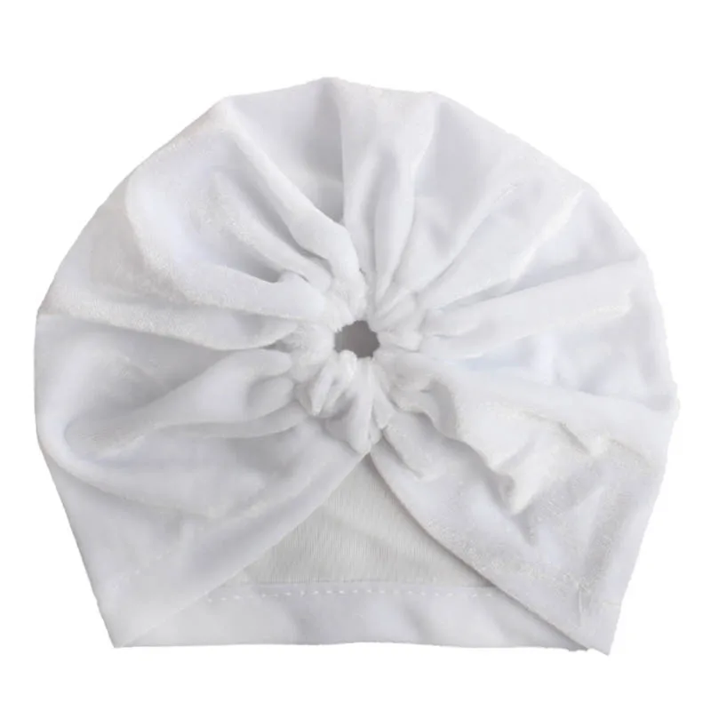 style2 white Новая бархатная детская шапочка колпачок, мягкая однотонная шляпка для девочки, тюрбан, милая детская шапка, широкий берет-Боб, реквизит для фотосъемки новорожденных - Цвет: style2 white