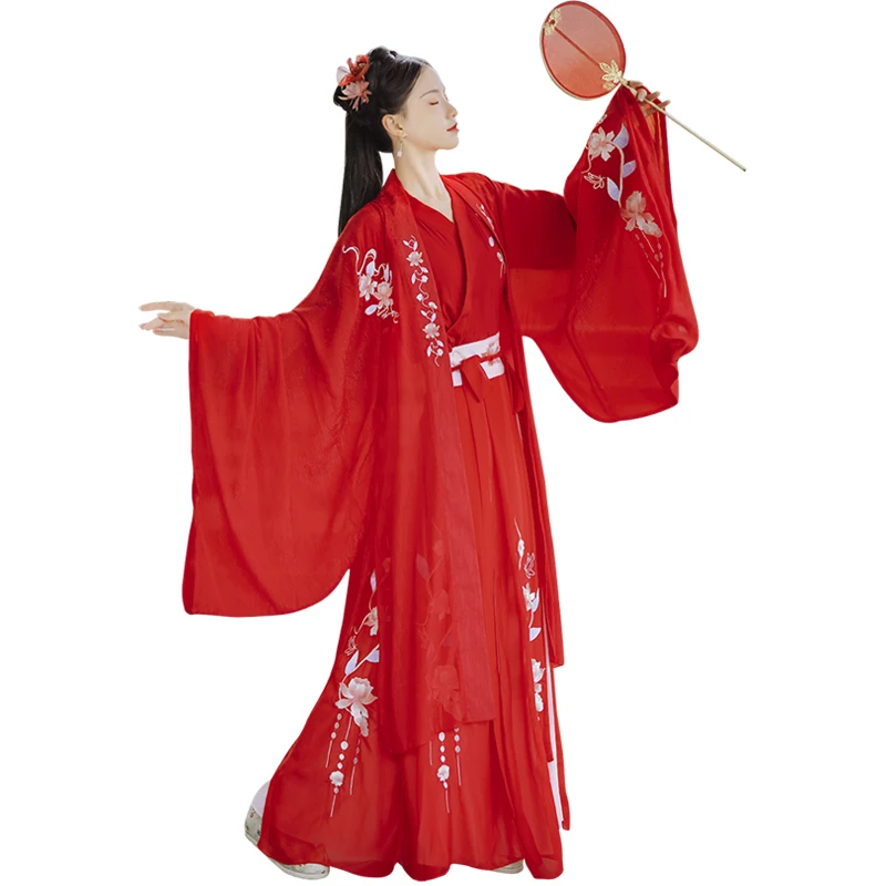 

Новинка 2021, женские костюмы ханьфу, китайское традиционное красное платье, женская свадебная элегантная одежда, одежда старой династии хан...