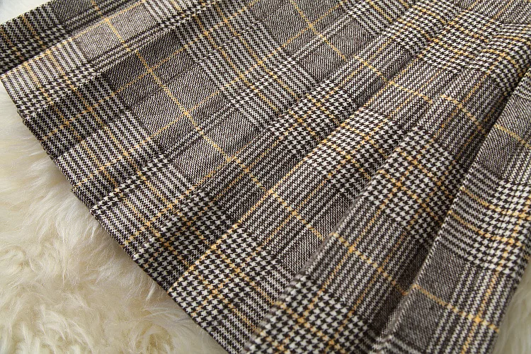 

European and American women's wear 2020 winter new style Long-sleeved double-breasted jacket Pleated skirt Fashion plaid suit