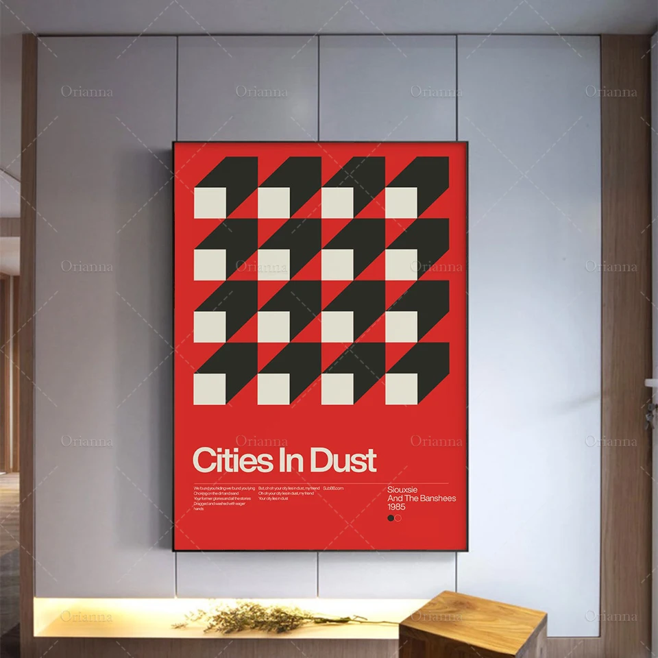 

Cities In Dust - 1985, New Wave Song Minimalistic Swiss Graphic Design Poster Art Print Wall Art Canvas Painting Picture