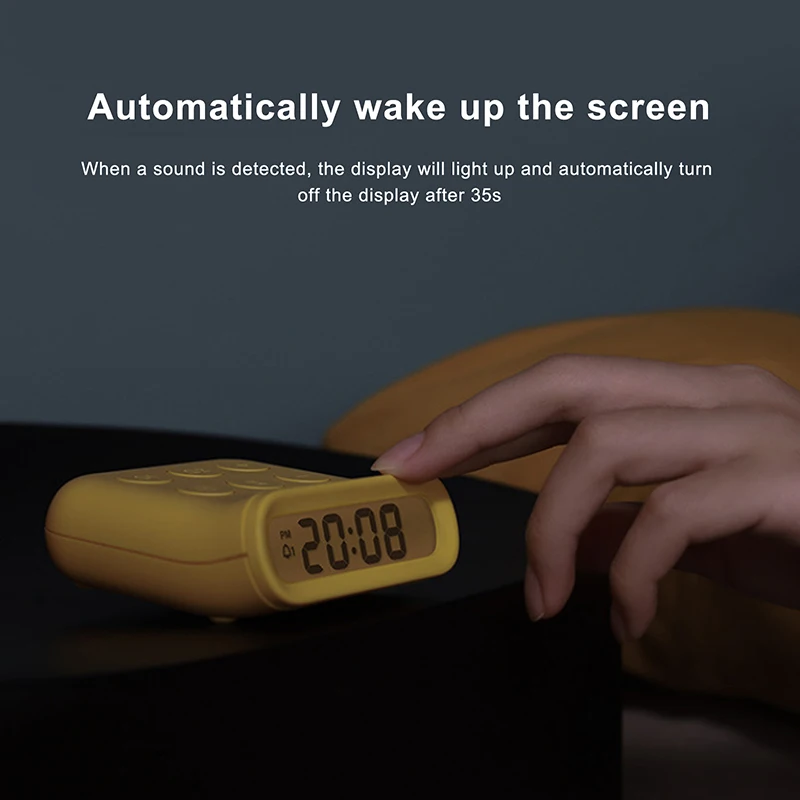 

Small Mini Snooze Alarm Clock Electronic LED Time Display Cubic plastic Made sensor smart backlight Clocks for bedroom , office