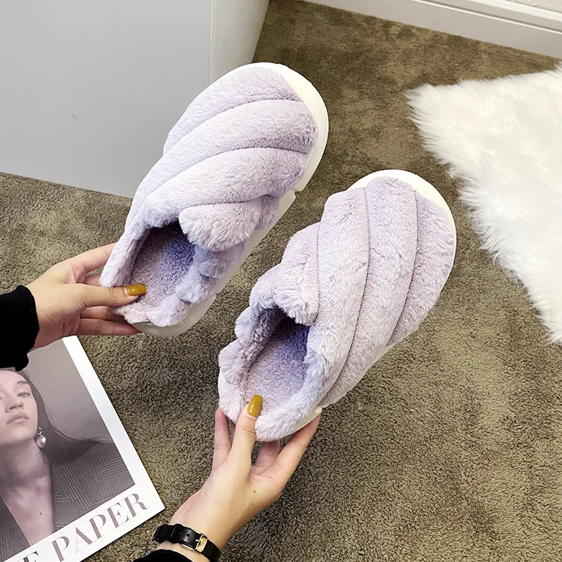 

Women Winter Slippers Home Shoes Ladies Soft Thick Plush Eva SoleMen Platform Couples Fluffy House Slides Chaussure Femme