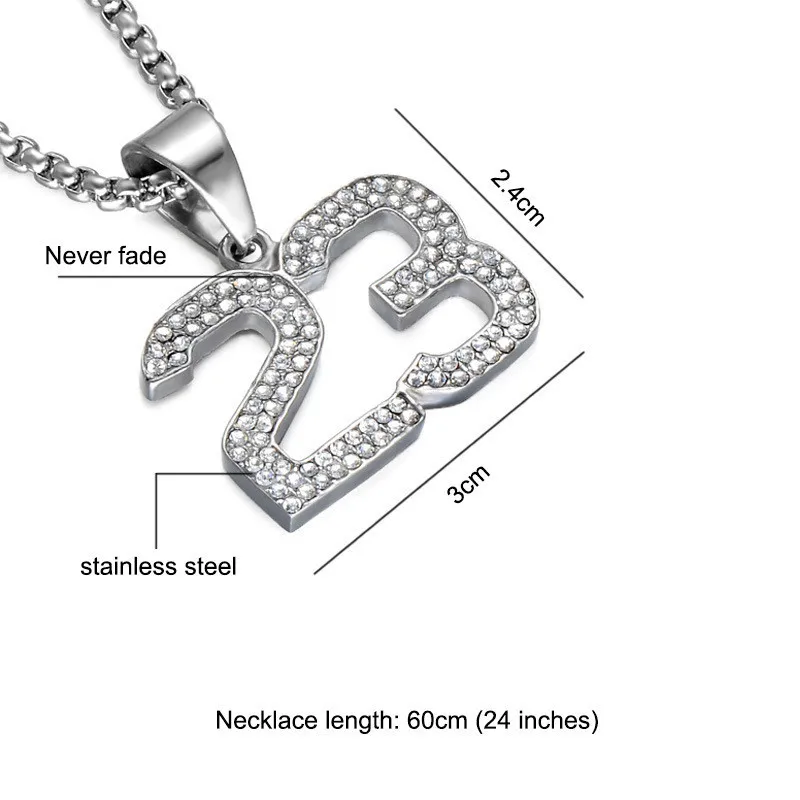 Модные хрустальные кулоны в стиле хип-хоп с надписью баскетбола № 23 ожерелья