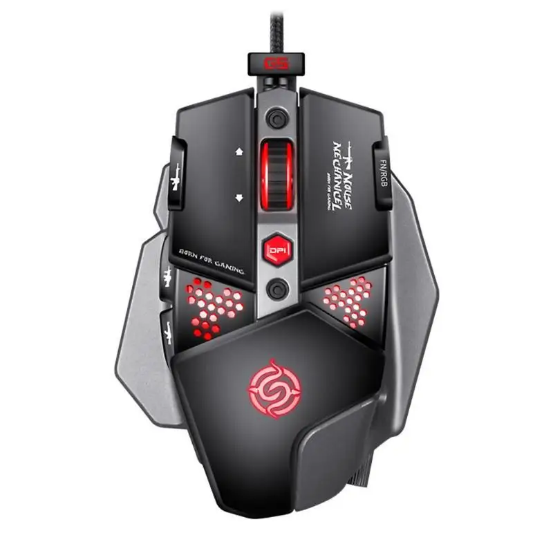 K-Snake G9 игровая мышь 8 кнопок RGB подсветка проводные мыши для PUBG PC Gamer - Цвет: Черный