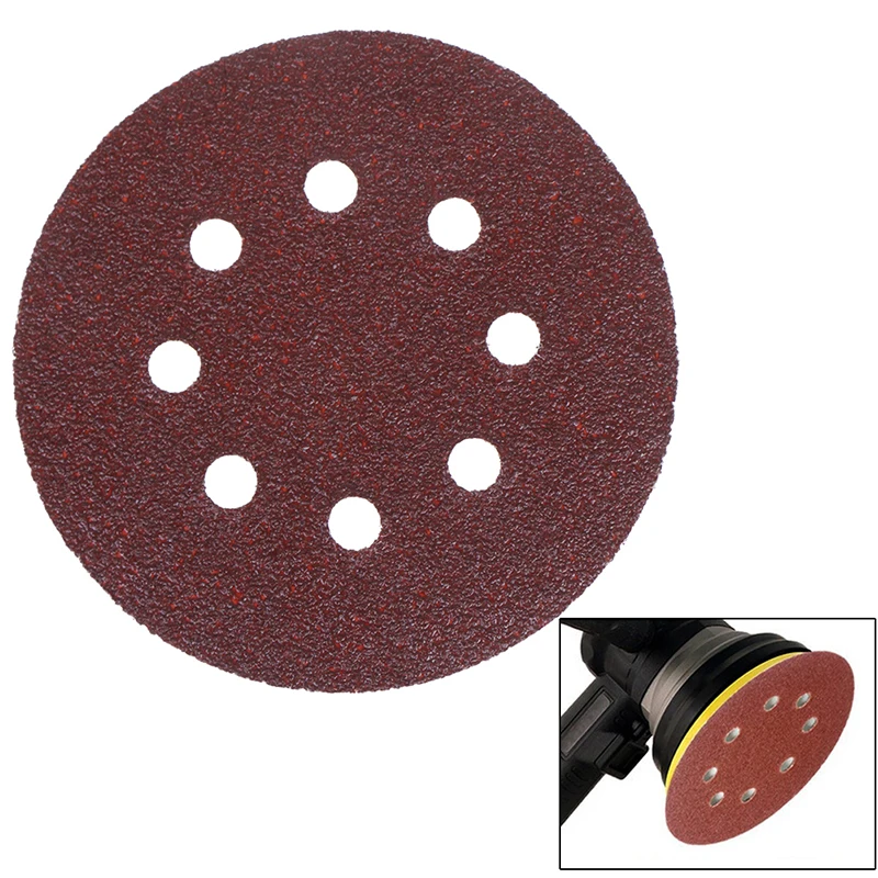 

10pcs 125mm 5" Hook Loop Sanding Paper 8 Hole Sand Pads For Polish Machine 60grit-3000grit