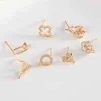 14k gold triangle love earneedle round clover flower for diy necklace earrings accessories jewelry hardware