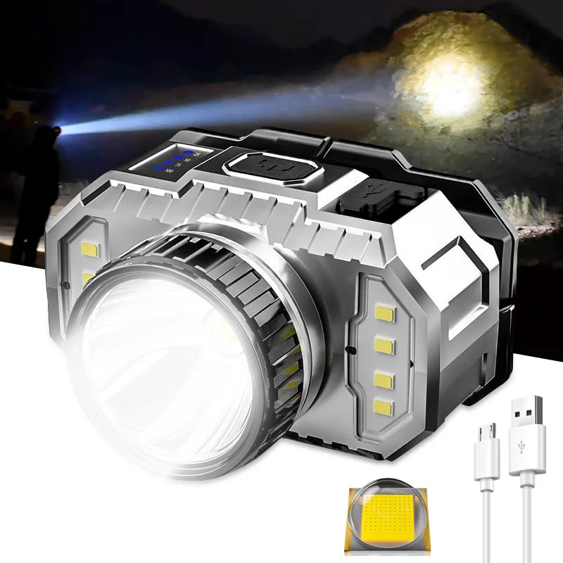 

T20 Super Powerful Built-in Battery Headlamp USB Charging LED Multifunctional Waterproof Torch Flashlight for Outdoor Camping