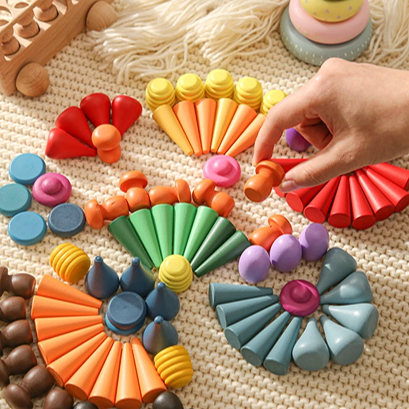 

Baby Wooden Constructor Set Rainbow Loose Parts Liewood Toy Montessori Toddler Waldorf Games Educational Toddler Waldorf Toys